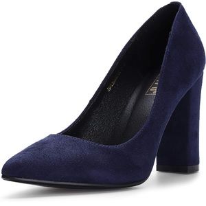 IDIFU Women's Chunky-HI Block High Heels Closed Pointed Toe Pumps